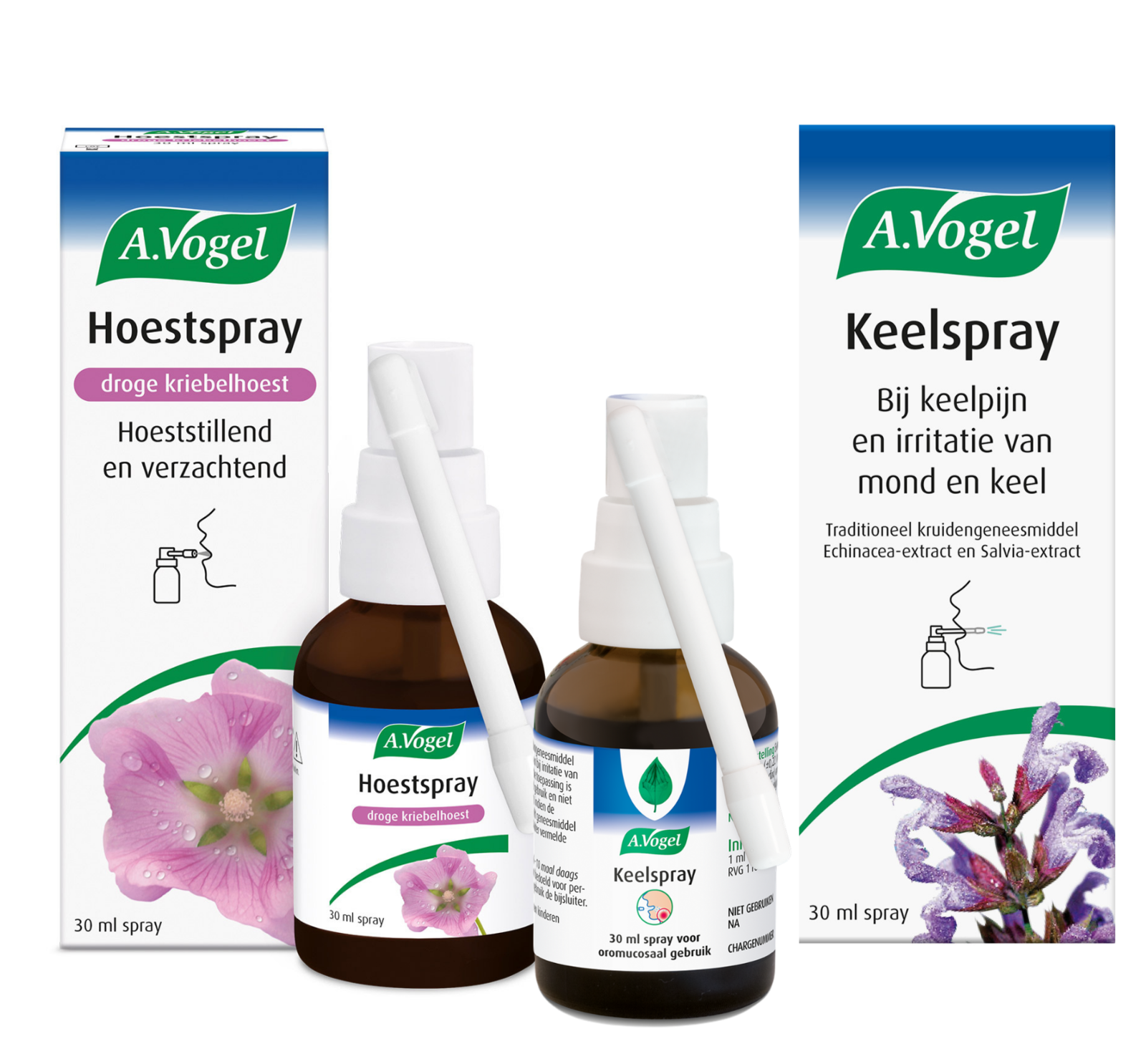 Image of A.Vogel Keelspray 30ML + Hoestspray Droge Kriebelhoest 30ML Combiverpakking
