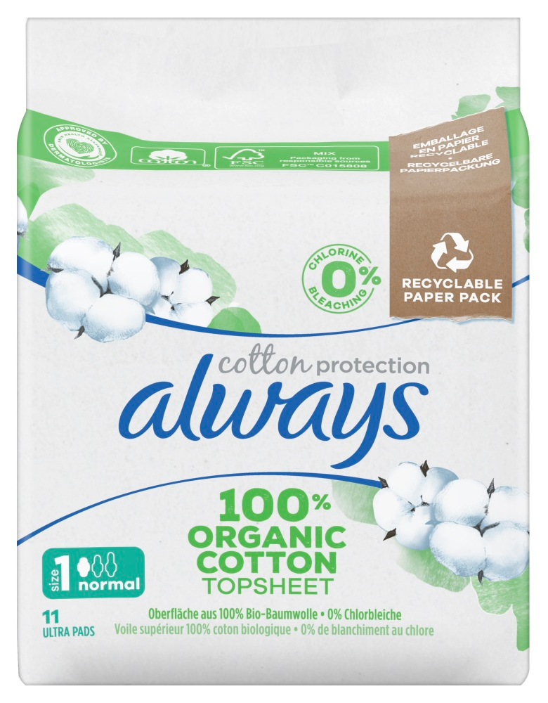 Always Maandverband Bio Cotton Protection Ultra Normal met Vleugels 11 stuks