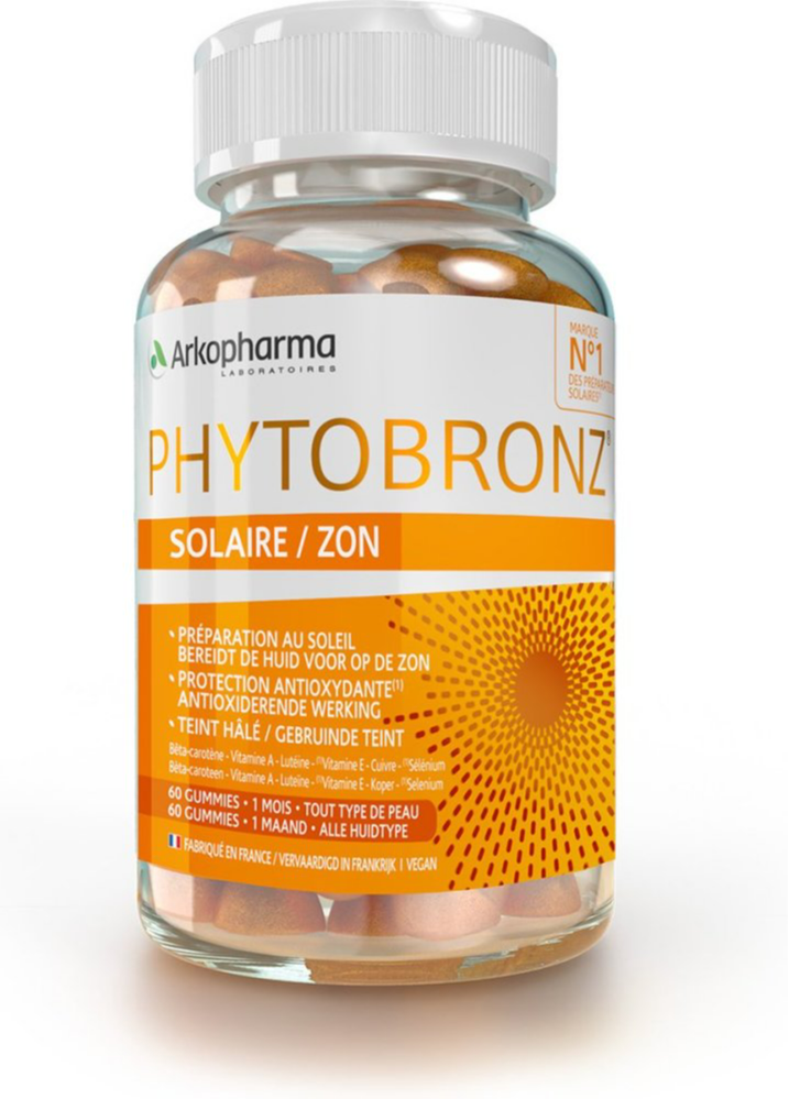 Arkopharma - Phytobronz Gummies Zon om te Beschermen tegen Oxidatieve Stress en het Behouden van de Pigmentatie van de Huid - 60 Gummies1 Maand