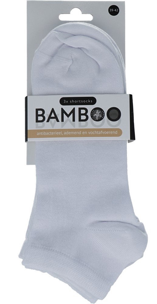 Naproz Bamboo Airco Shortsokken 3-Pack Wit 39-42