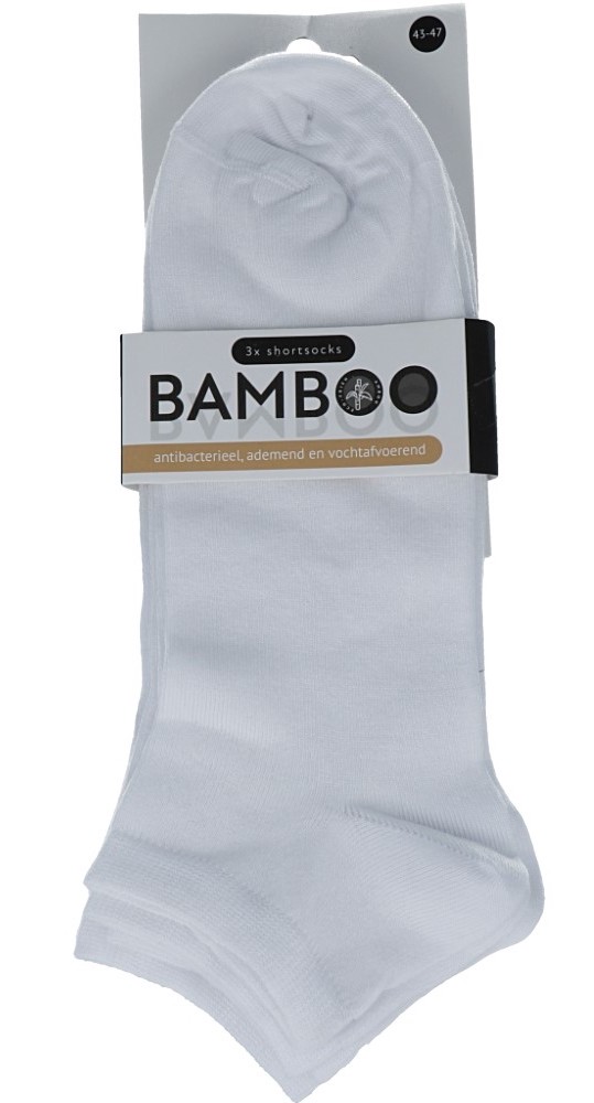 Naproz Bamboo Airco Shortsokken 3-Pack Wit 43-47