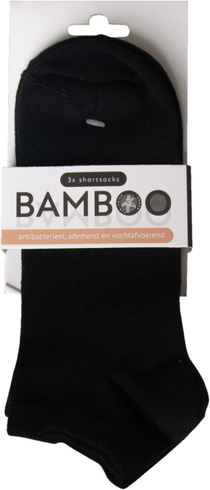 Bamboo Airco Shortsokken Zwart 3-Pack 35-38