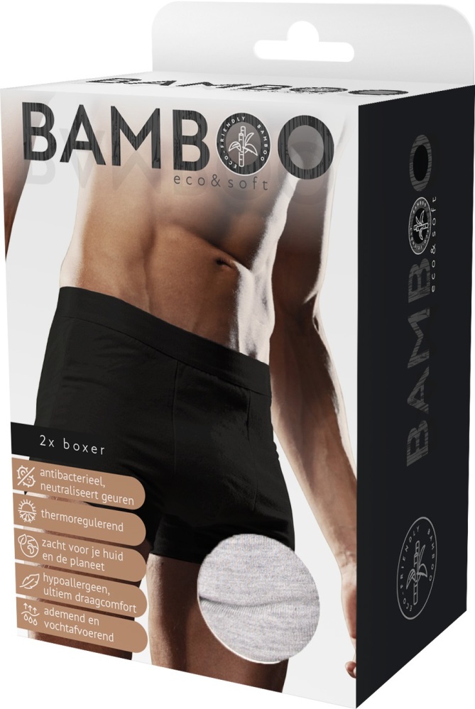 Naproz Bamboo Men&apos;s Original Boxer Grijs 2-Pack XL
