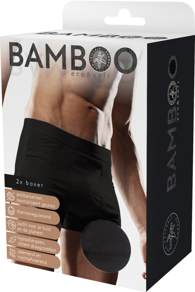 Naproz Bamboo Men&apos;s Original Boxer Zwart 2-Pack L