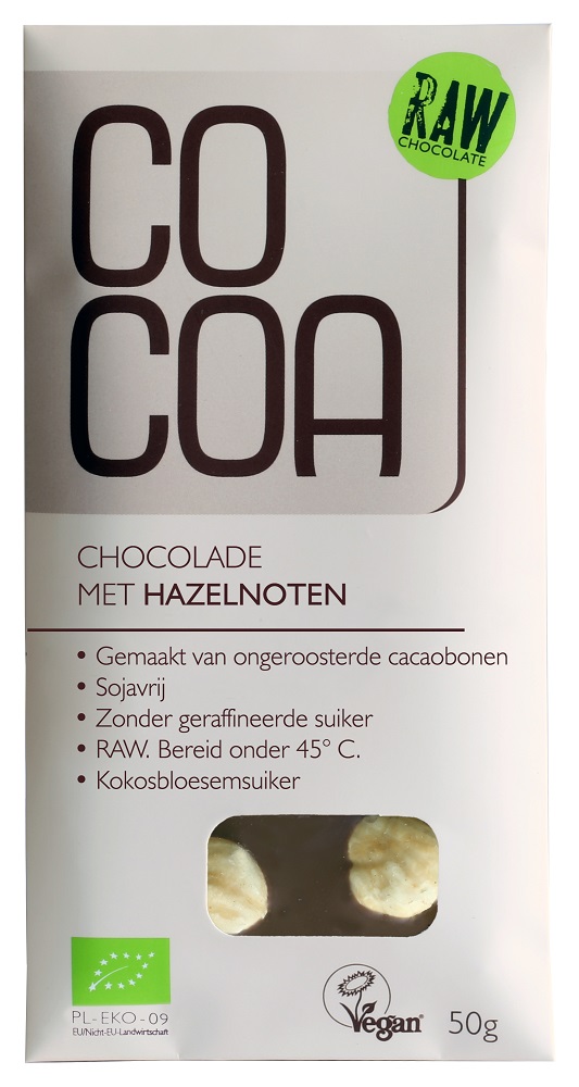 Cocoa Chocoladereep met Hazelnoten RAW