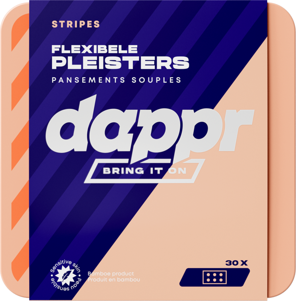Dappr Stripes - Pleisters van bamboe - 30 st. - 2 maten & 3 designs in 1 doosje