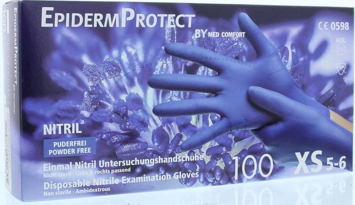 CMT EpidermProtect Nitriel Onderzoekhandschoen Poedervrij XS Blauw
