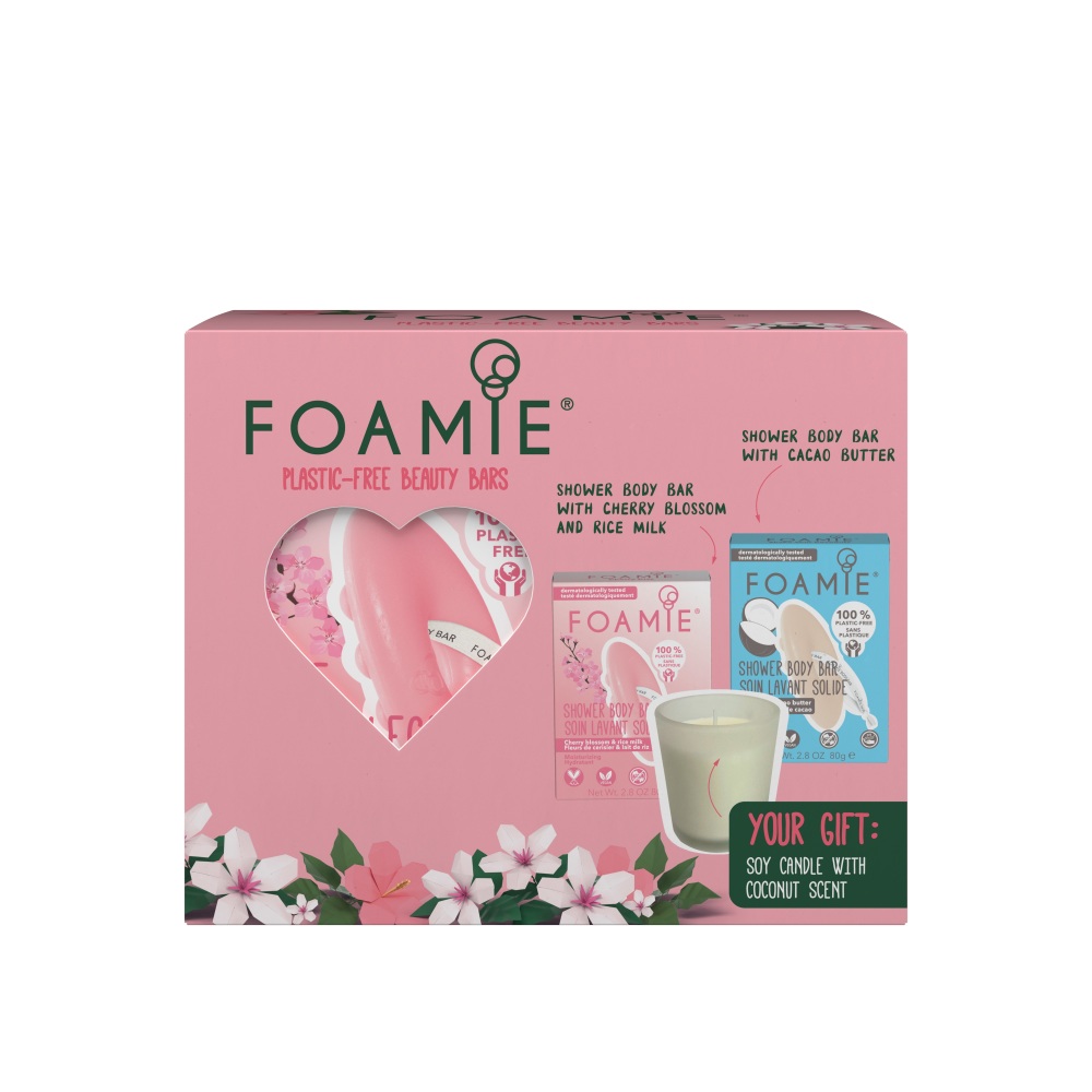 Foamie Body & Shower Bar Geschenkset + Kaars Cadeau