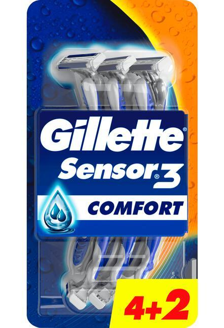 Gillette Sensor3 Comfort - Wegwerpscheermessen Voor Mannen - 6 Stuks
