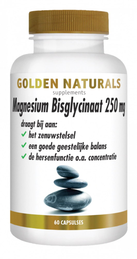 Golden Naturals Magnesium Bisglycinaat 250mg (60 veganistische capsules)