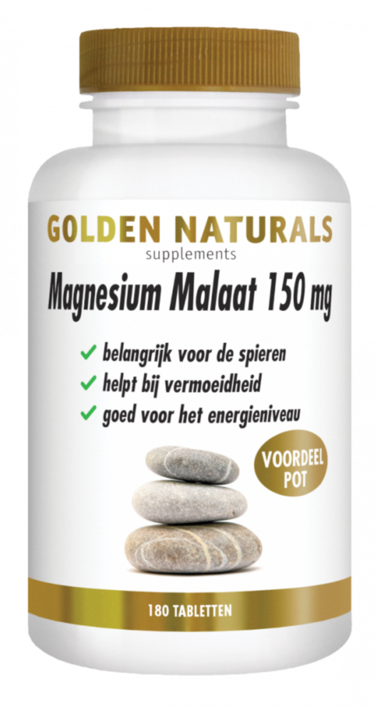 Golden Naturals Magnesium Malaat 150mg (180 veganistische tabletten)