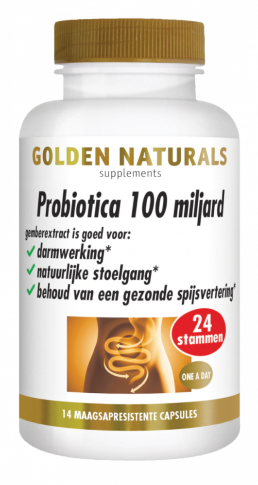 Golden Naturals Probiotica 100 miljard (14 veganistische maagsapresistente capsules)