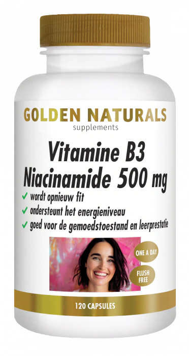 Golden Naturals Vitamine B3 Niacinamide 500mg (120 veganistische capsules)