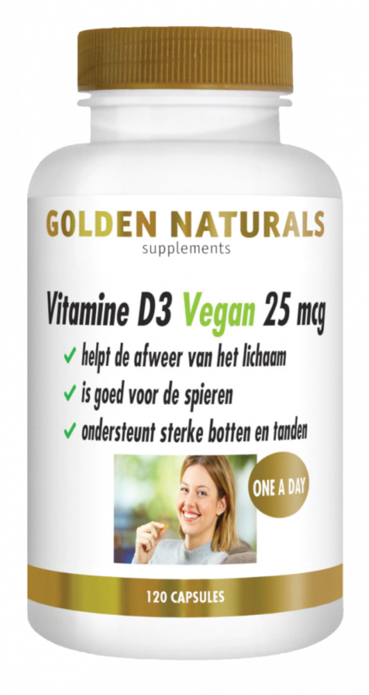 Golden Naturals Vitamine D3 Vegan 25 mcg (120 veganistische softgel capsules)