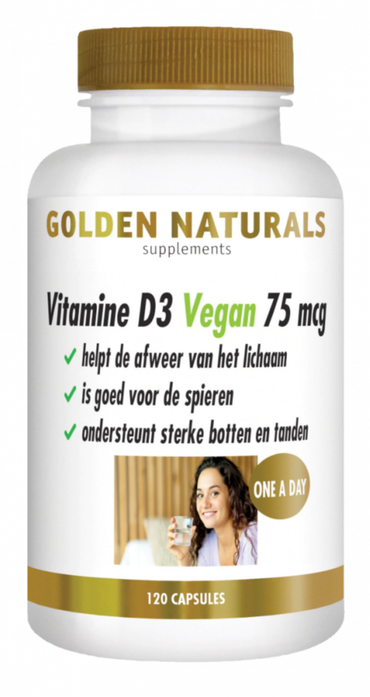 Golden Naturals Vitamine D3 Vegan 75 mcg (120 veganistische softgel capsules)