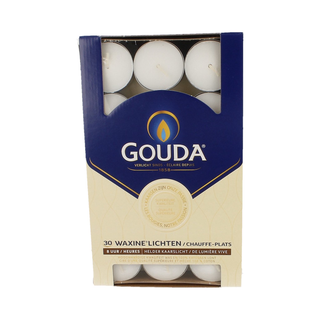 Gouda Waxinelichten 8 Uur Wit 30st