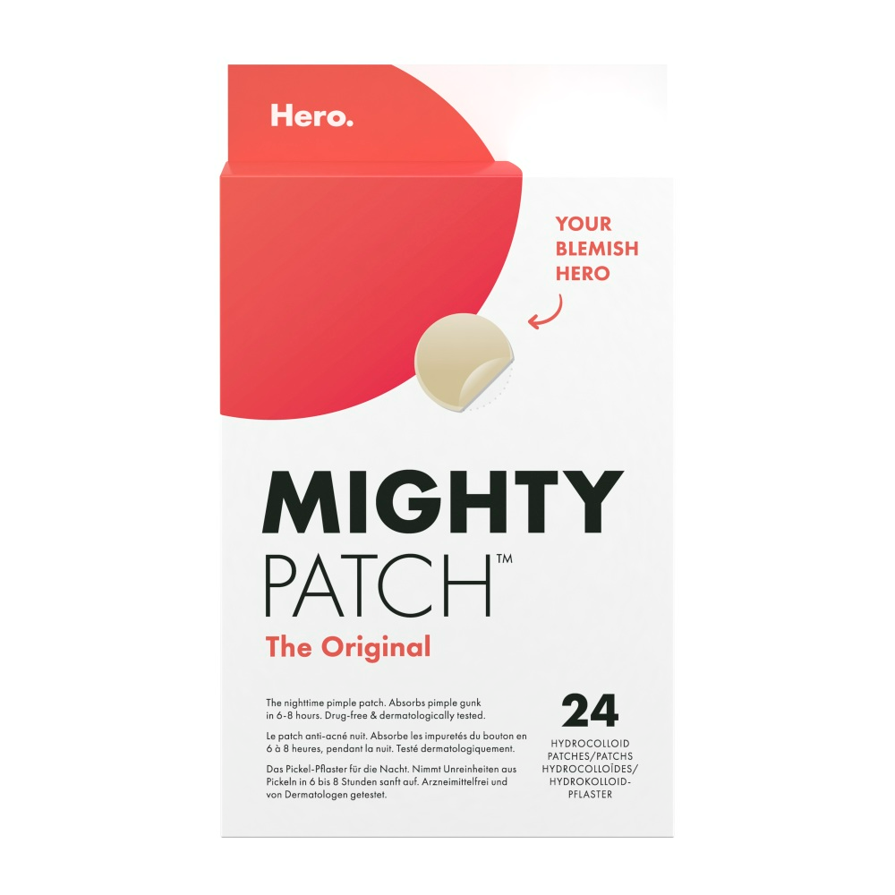 Mighty Patch Original Spot Patches by Hero Cosmetics, Day & Night Time Acne Treatment, Clear Spot Remover Hydrocolloid Patches, Anti Acne Dots, Spot Treatment Pimple Stickers - 24