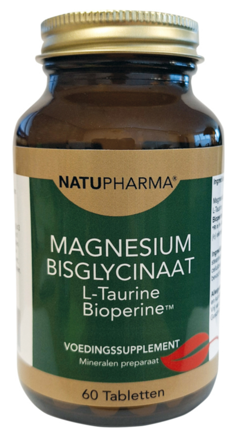 Natupharma Magnesium Bisglycinaat 125 mg - Taurine - Bioperine - Vegan- voedingssupplement- 60st