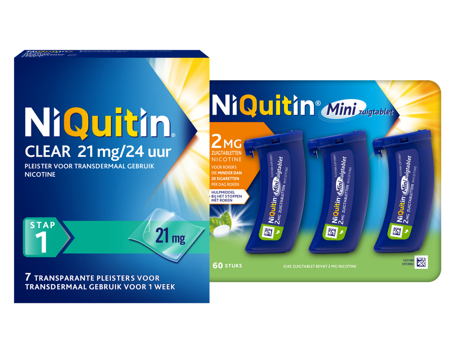 Image of Niquitin Minizuigtabletten Mint 2.0mg + Clear Pleisters 21mg Stap 1 7ST Combi 