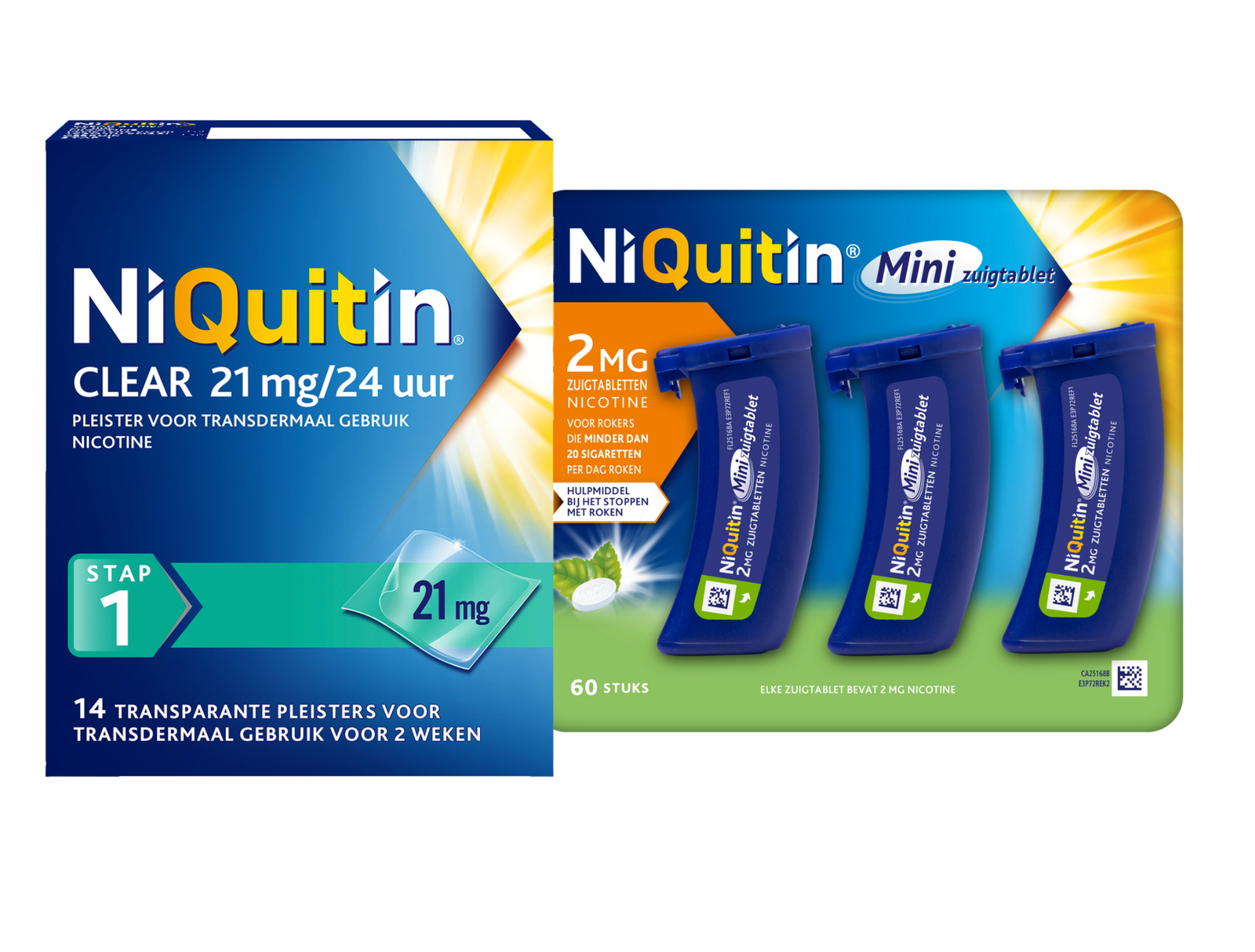 Image of Niquitin Minizuigtabletten Mint 2.0mg + Clear Pleisters 21mg Stap 1 Combi 