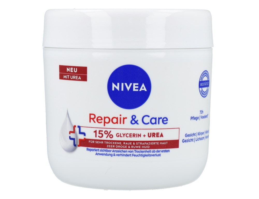 NIVEA Repair & Care Ureum Bodycrème - 15% Glycerine + UREA + Vitamine B5 - Barrière Crème voor Zeer Droge en Gebarsten Huid - 400 ml