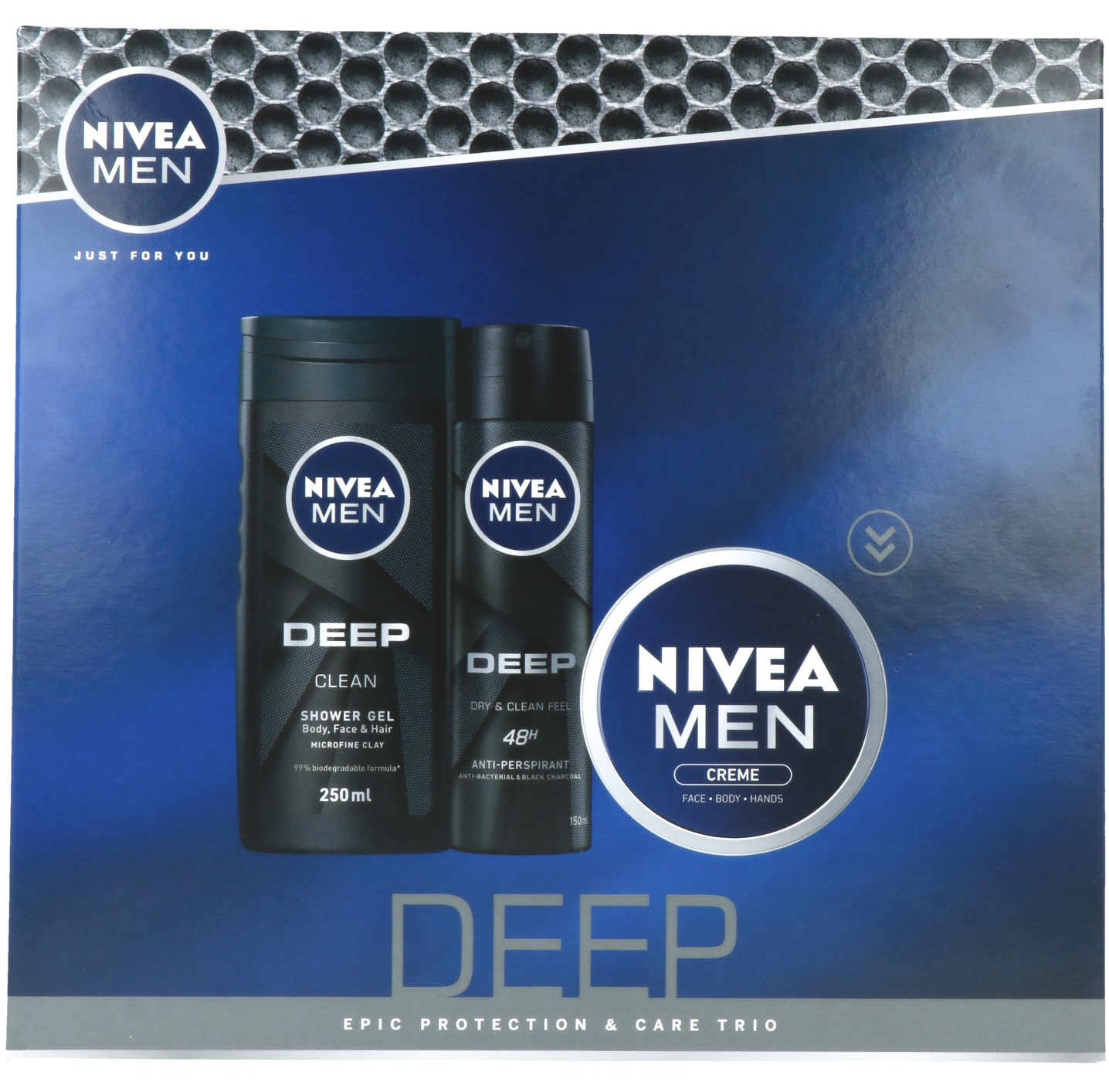 Nivea Men Deep Geschenkset - Showergel & Anti-Transpirant Spray & Crème