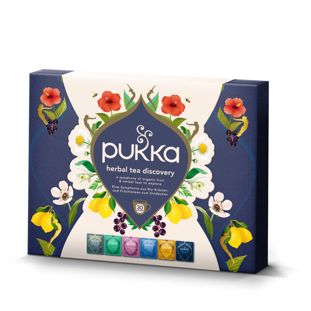 Pukka Herbal Tea Discovery Box - Biologische Kruidenthee - 30 theezakjes - 6 verschillende smaken - Leuk als verjaardagscadeau - Theedoos - Geschenkverpakking