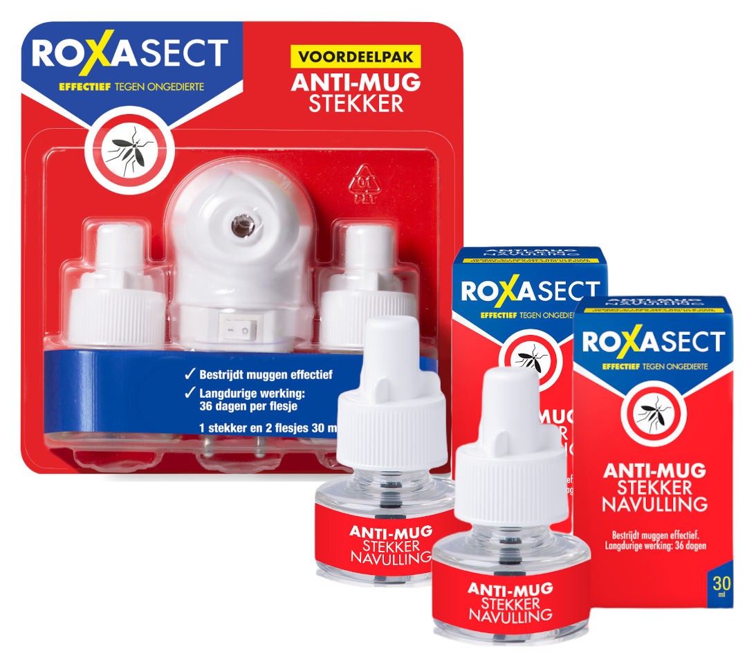 Roxasect Anti-Mug Muggenstekker Bundel - Anti-Mug Muggenstekker + 2 Navulverpakkingen - Voordeelverpakking