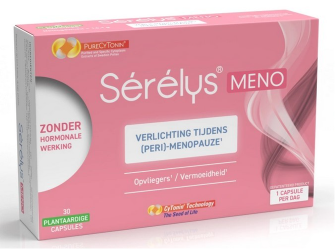 Sérélys Meno - 30 capsules / 1 maand - Verlichting tijdens de Menopauze en overgang - Helpt bij opvliegers en vermoeidheid - Zonder hormonale werking - Op basis van Pollenextracten