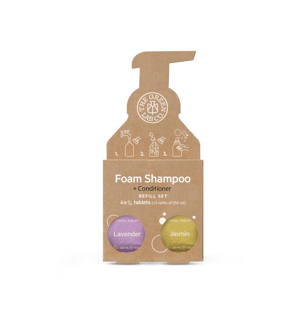 The Green Lab Co. Navul set Schuimende Shampoo Tabletten 4x - Lavendel & Jasmijn