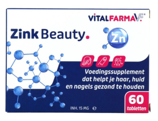 Zink Beauty - Voedingsupplement - Ondersteund haren, huid en nagels - Vitalfarma - Vitamines