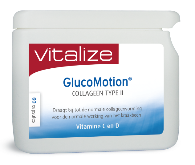 GlucoMotion® Collageen type II 60 caps. - Ongedenatureerd collageen type 2 - Met vitamine C en D3 - Vitalize
