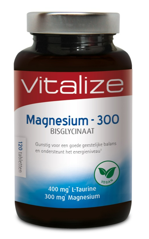 Magnesium - 300 Bisglycinaat 120 tabletten - Gunstig voor een goede geestelijke balans - Helpt bij vermoeidheid