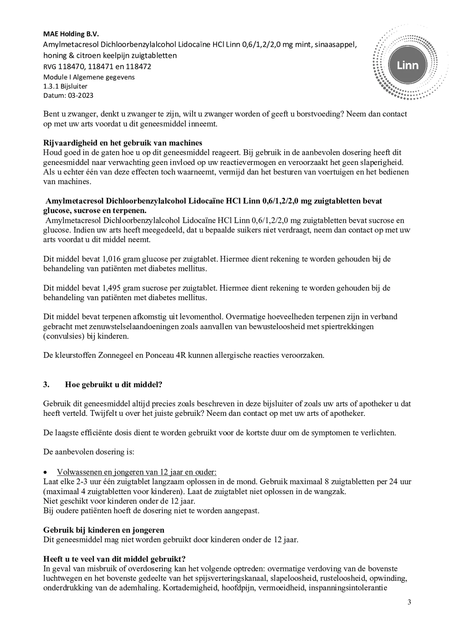 Keelpijn Zuigtabletten Honing & Citroen afbeelding van document #3, bijsluiter