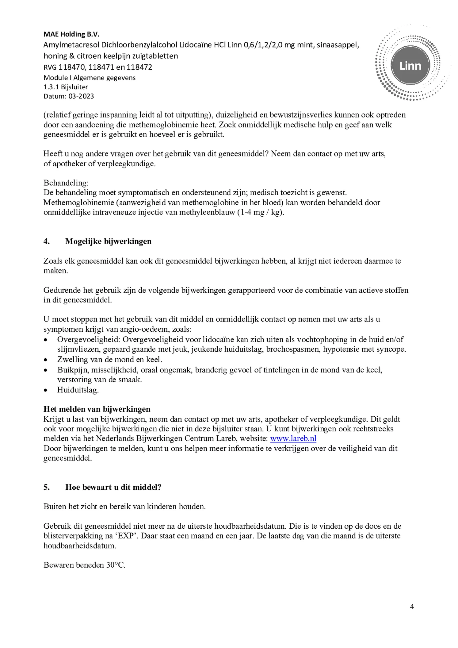 Keelpijn Zuigtabletten Honing & Citroen afbeelding van document #4, bijsluiter