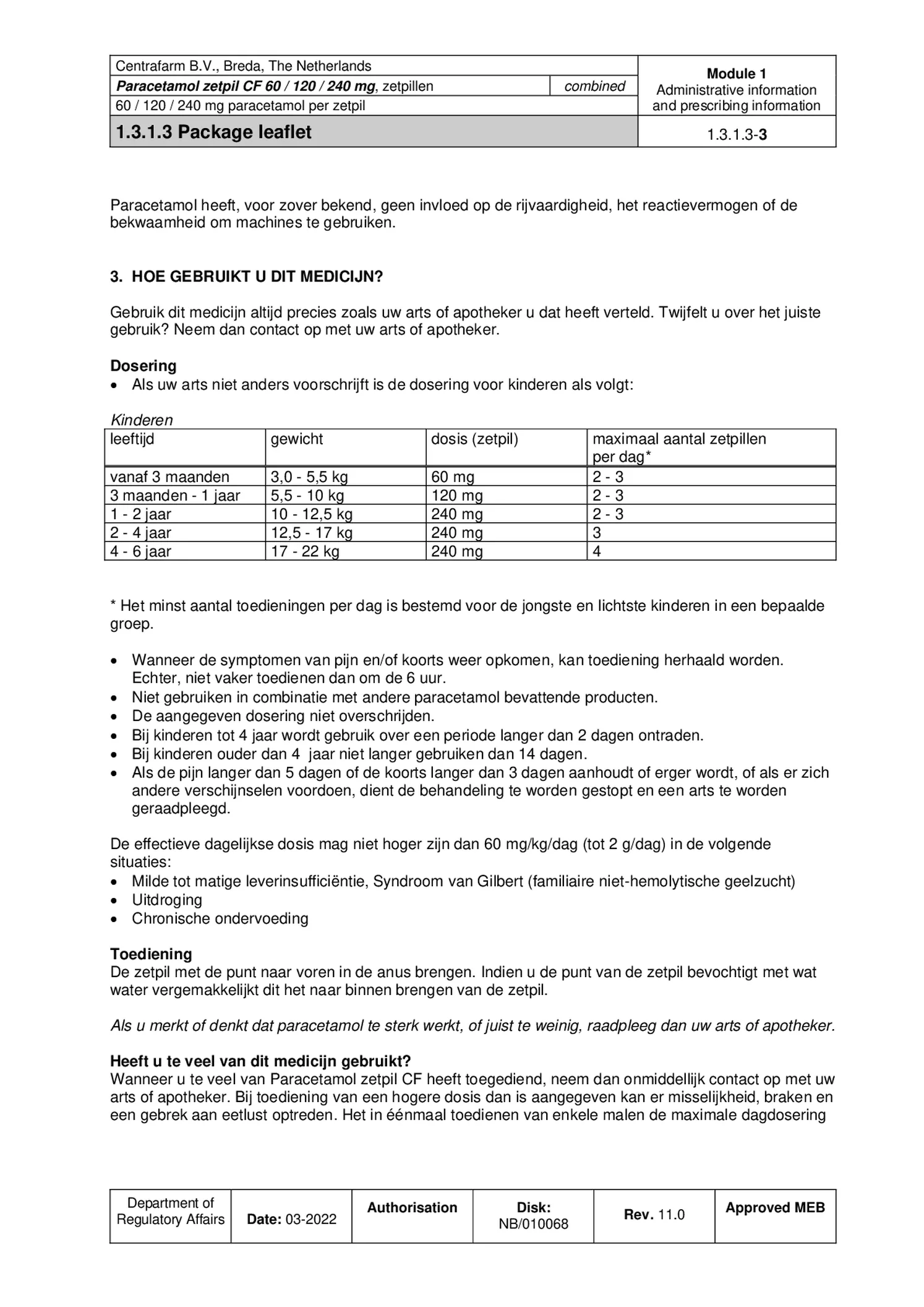 Paracetamol 240mg Zetpillen afbeelding van document #3, bijsluiter