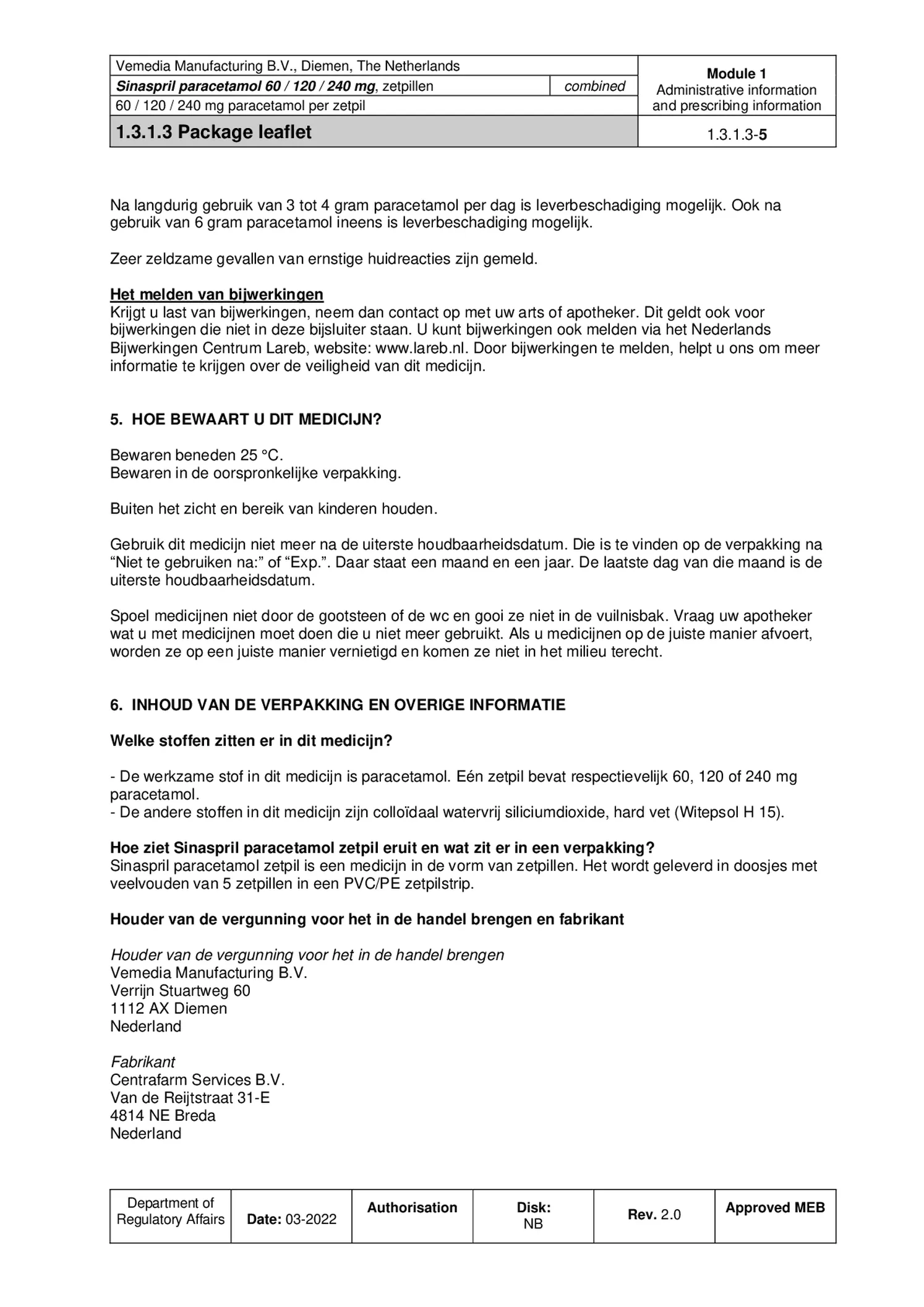 Paracetamol 120mg Zetpillen afbeelding van document #5, bijsluiter