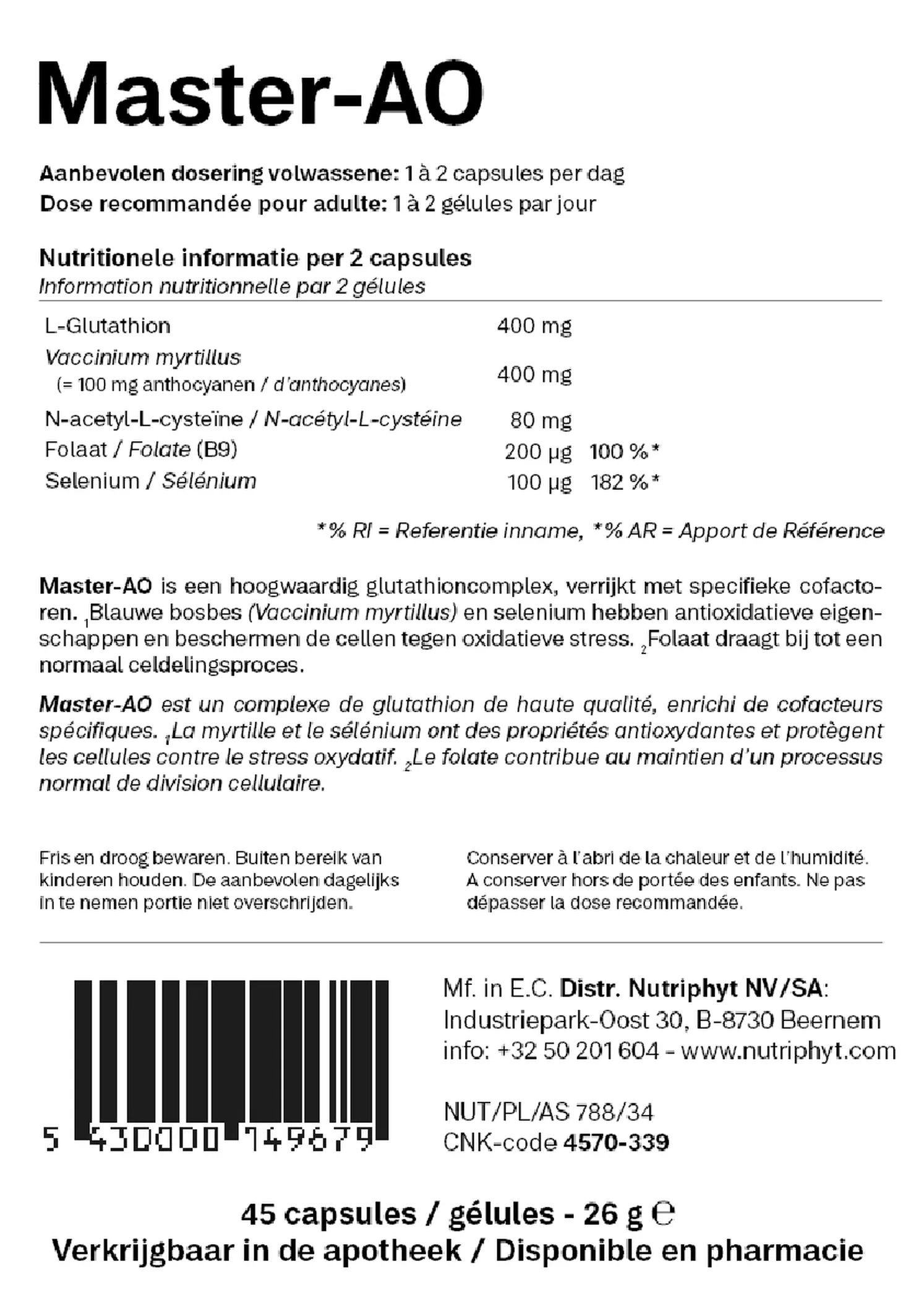 Master-AO Capsules afbeelding van document #1, etiket