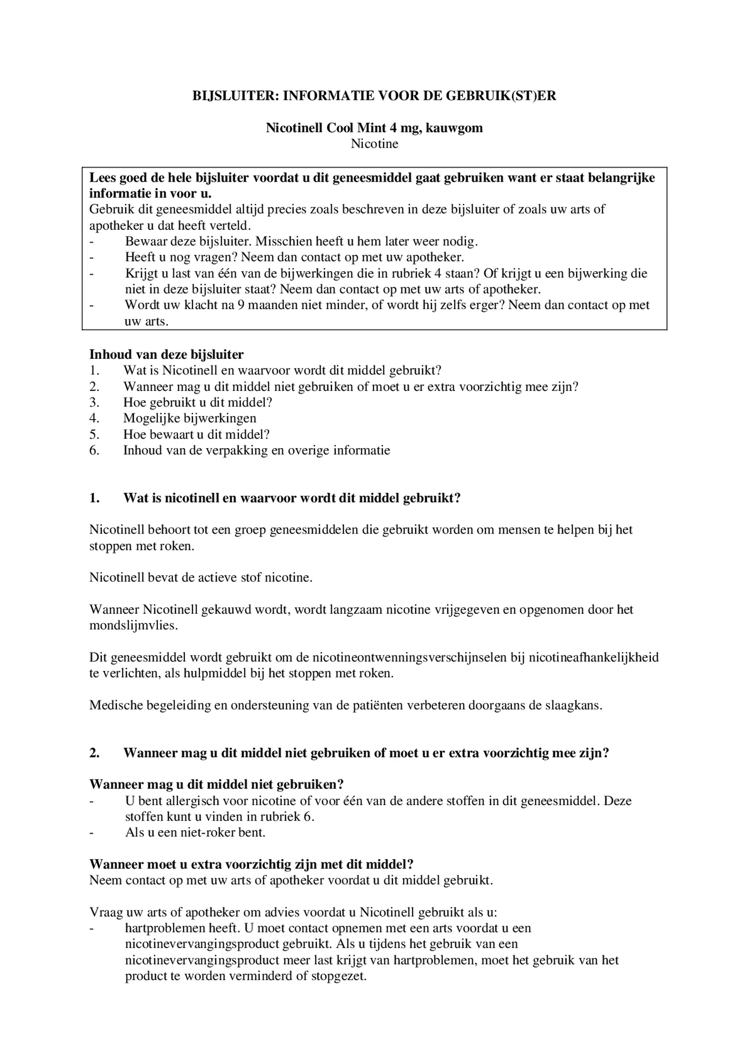 Kauwgom Cool Mint 4 mg - voor stoppen met roken afbeelding van document #1, bijsluiter