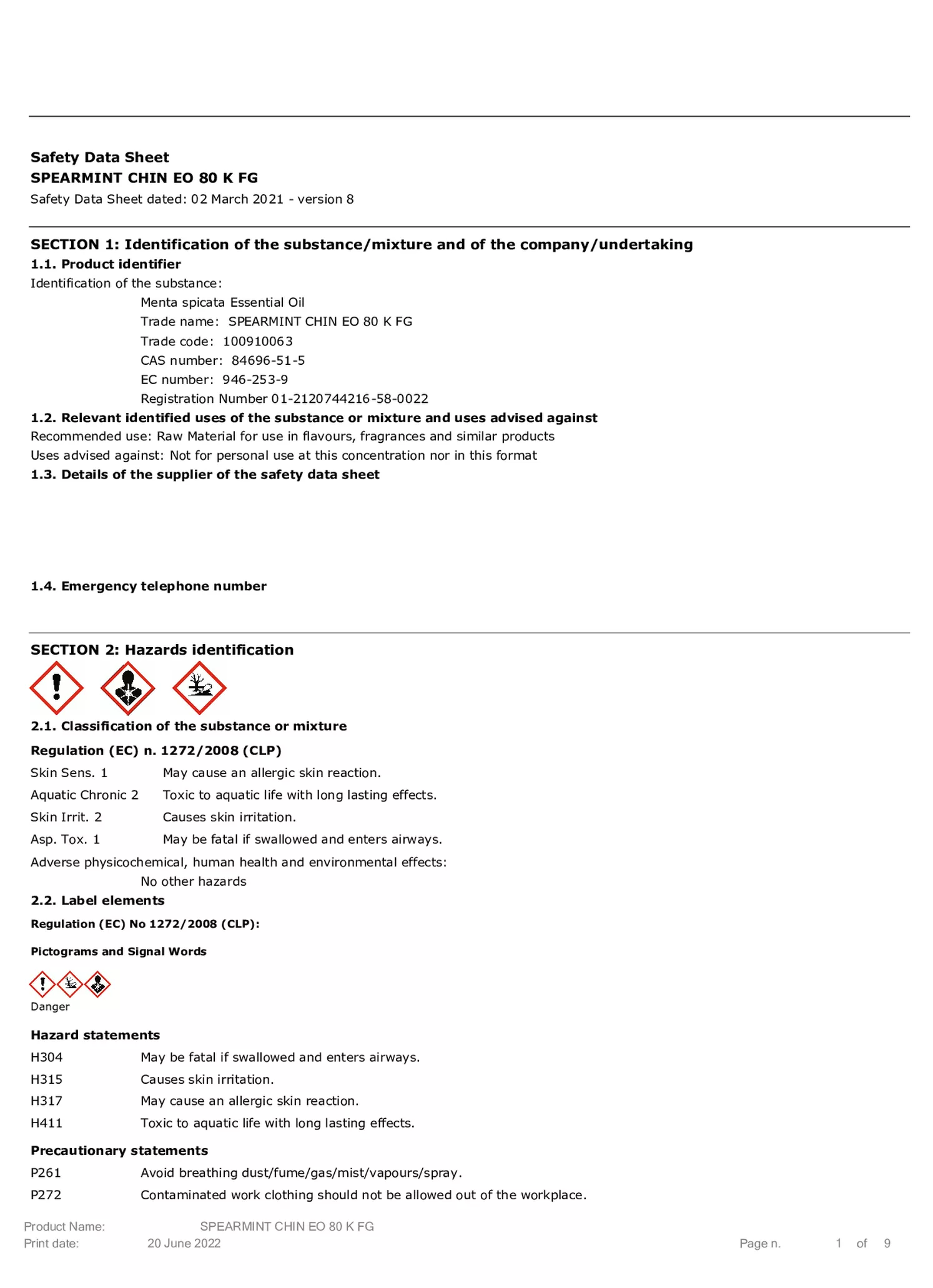 Essentiële Olie Kruizemunt afbeelding van document #1, etiket