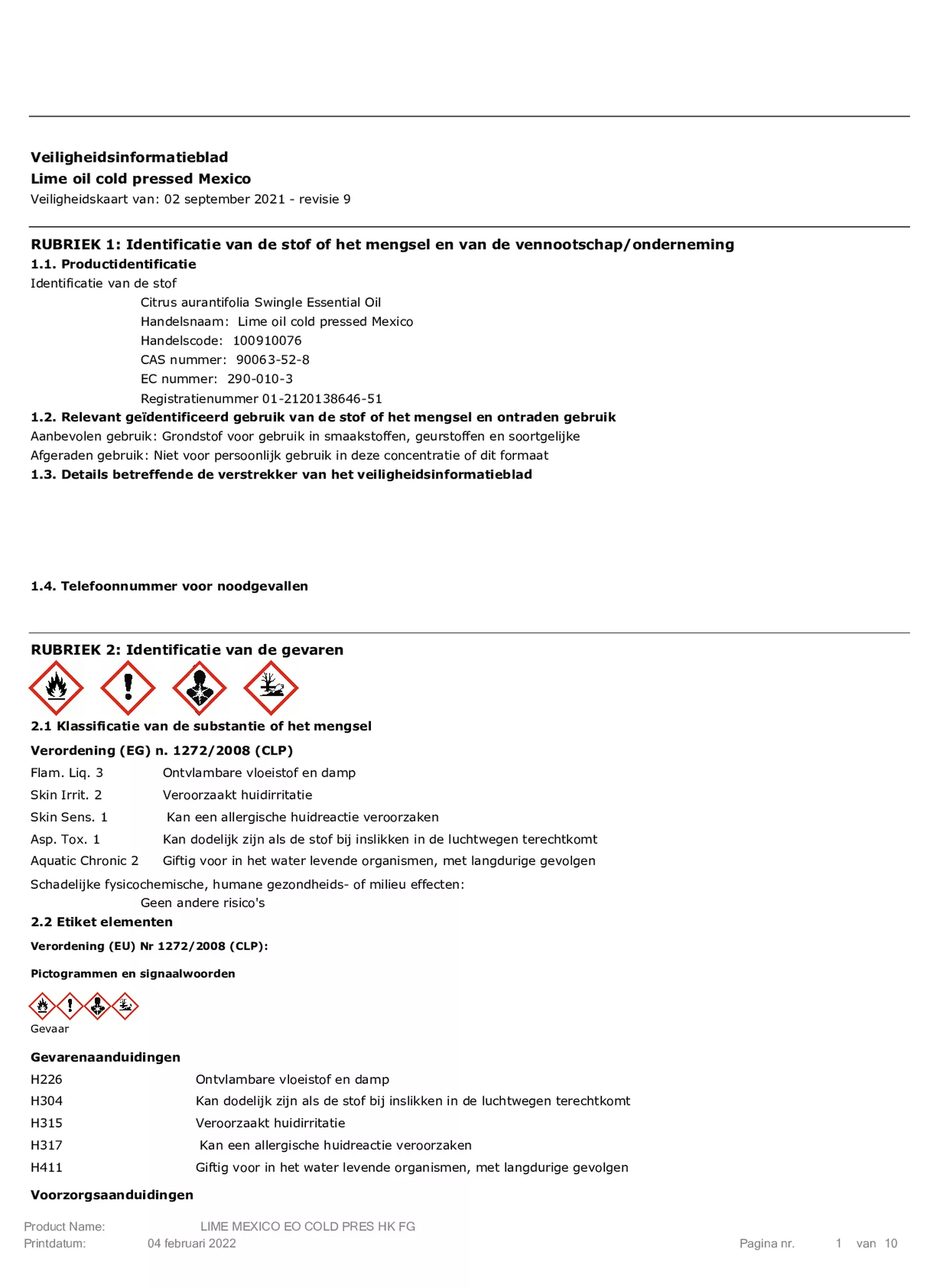 Essentiële Olie Limoen afbeelding van document #1, etiket