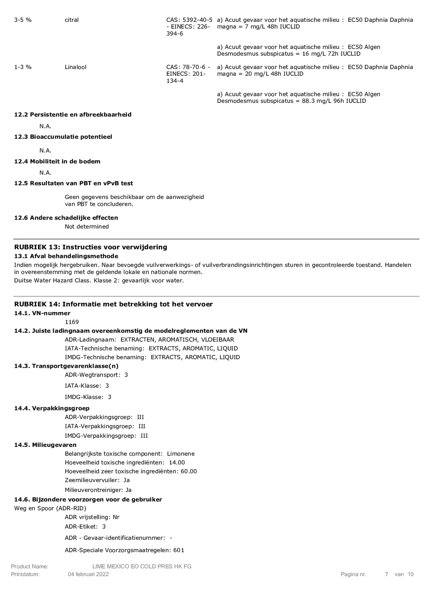 Essentiële Olie Limoen afbeelding van document #7, etiket