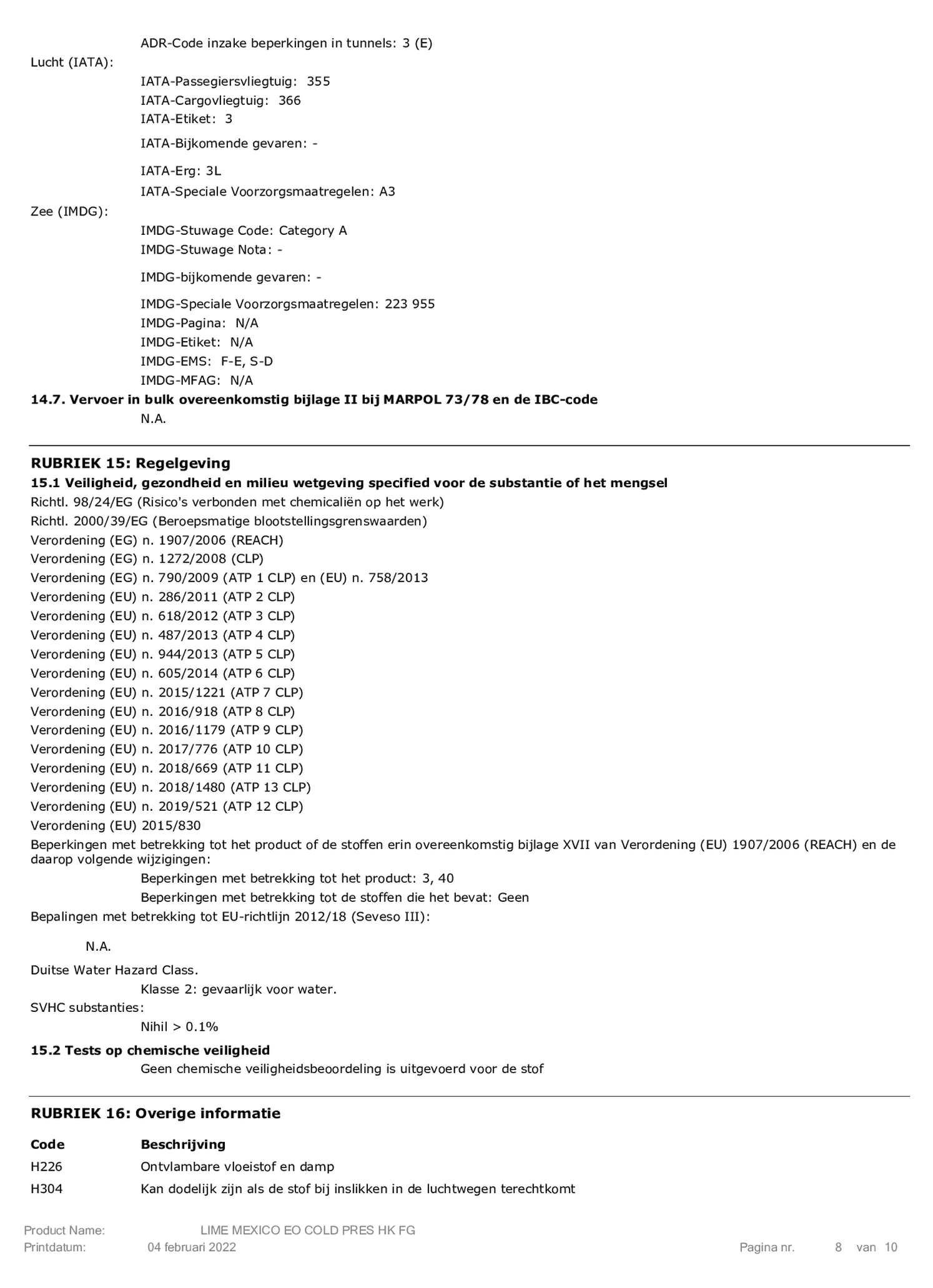 Essentiële Olie Limoen afbeelding van document #8, etiket