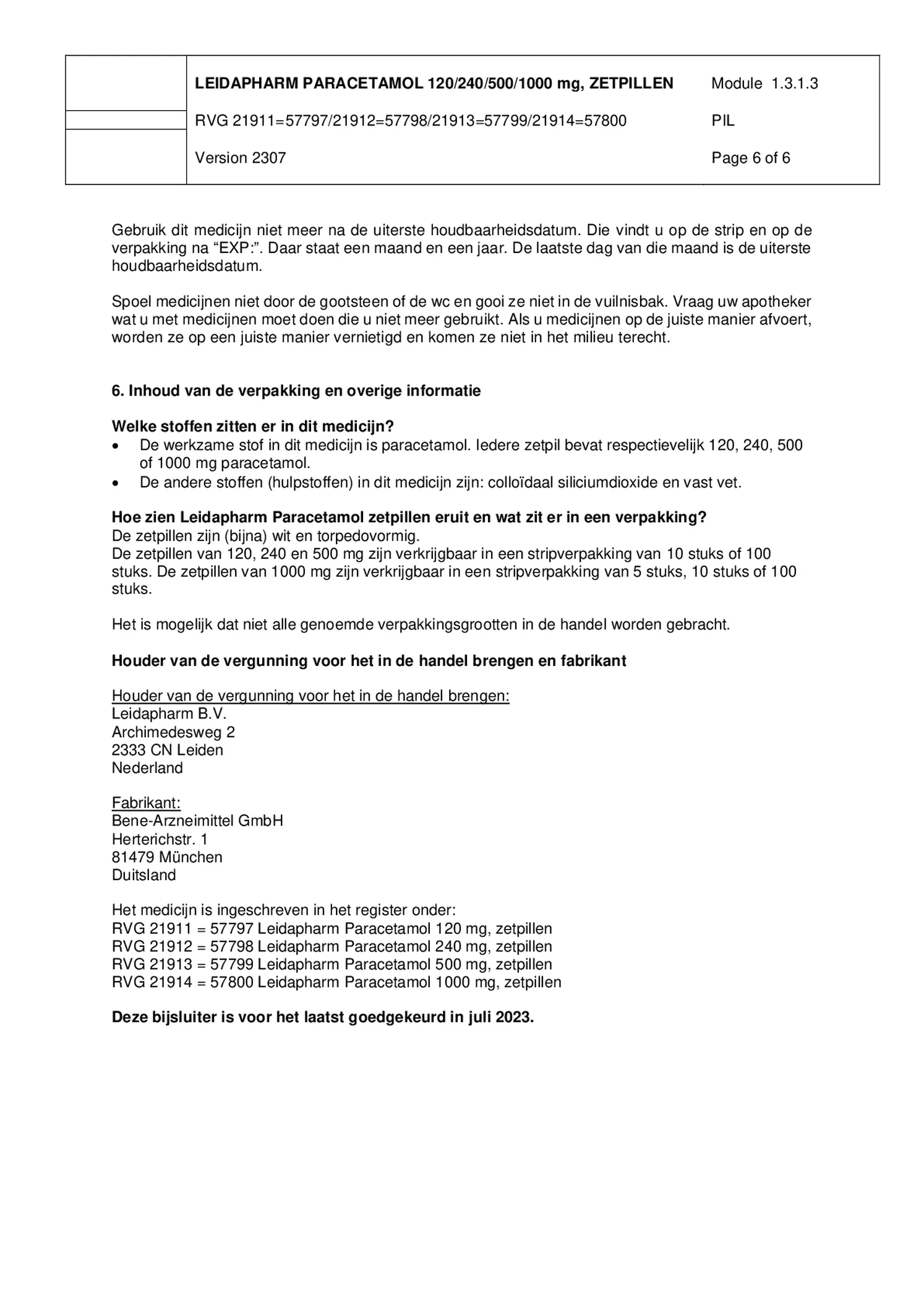 Paracetamol 1000mg Zetpil afbeelding van document #6, bijsluiter