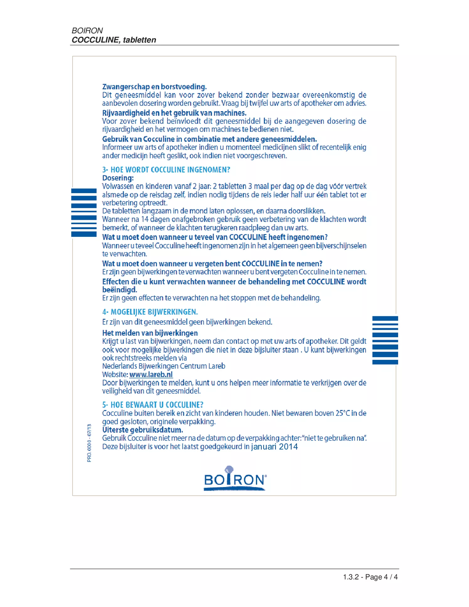 Cocculine Tabletten afbeelding van document #2, bijsluiter