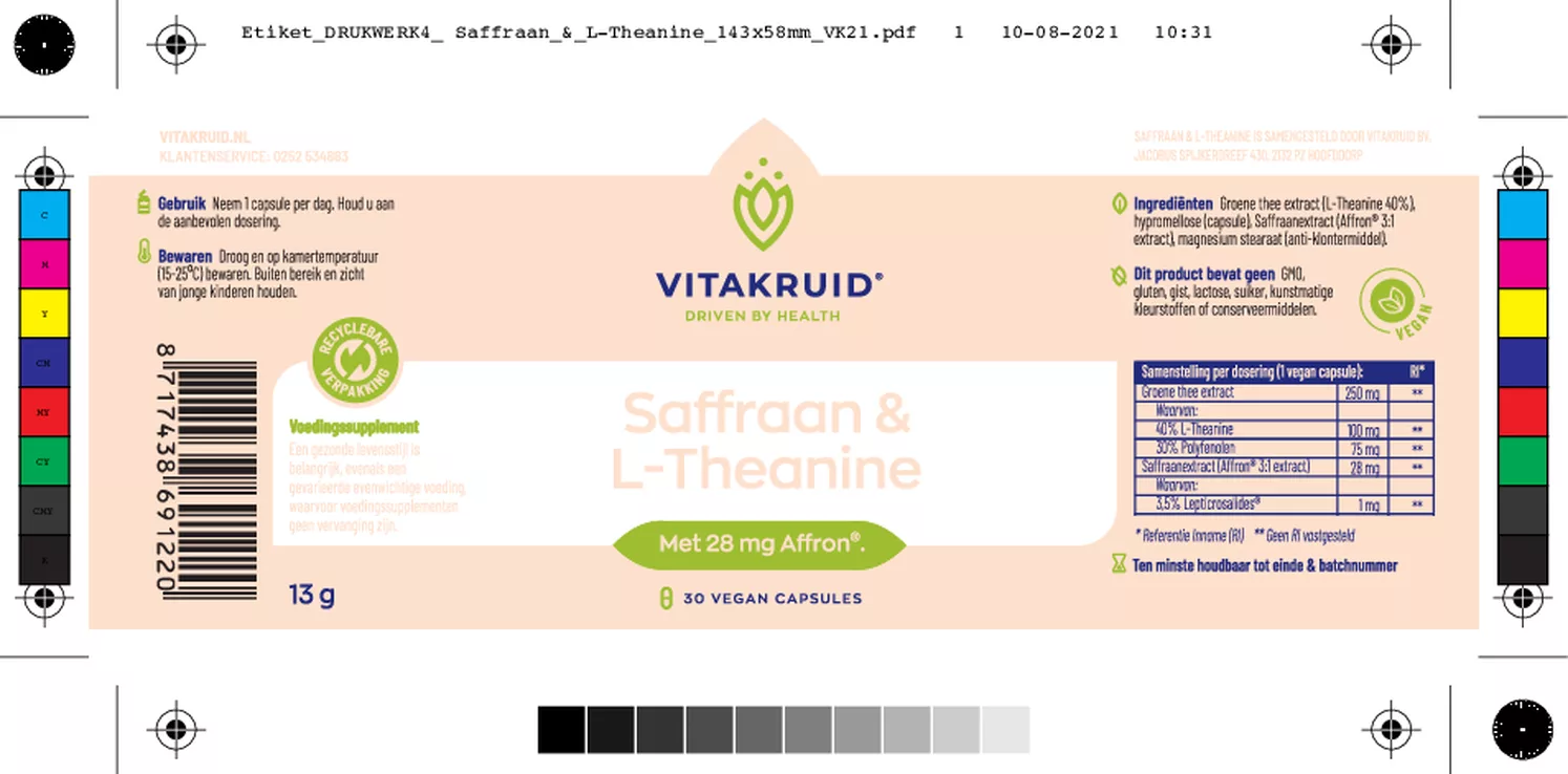 Saffraan & L-Theanine Capsules afbeelding van document #1, etiket