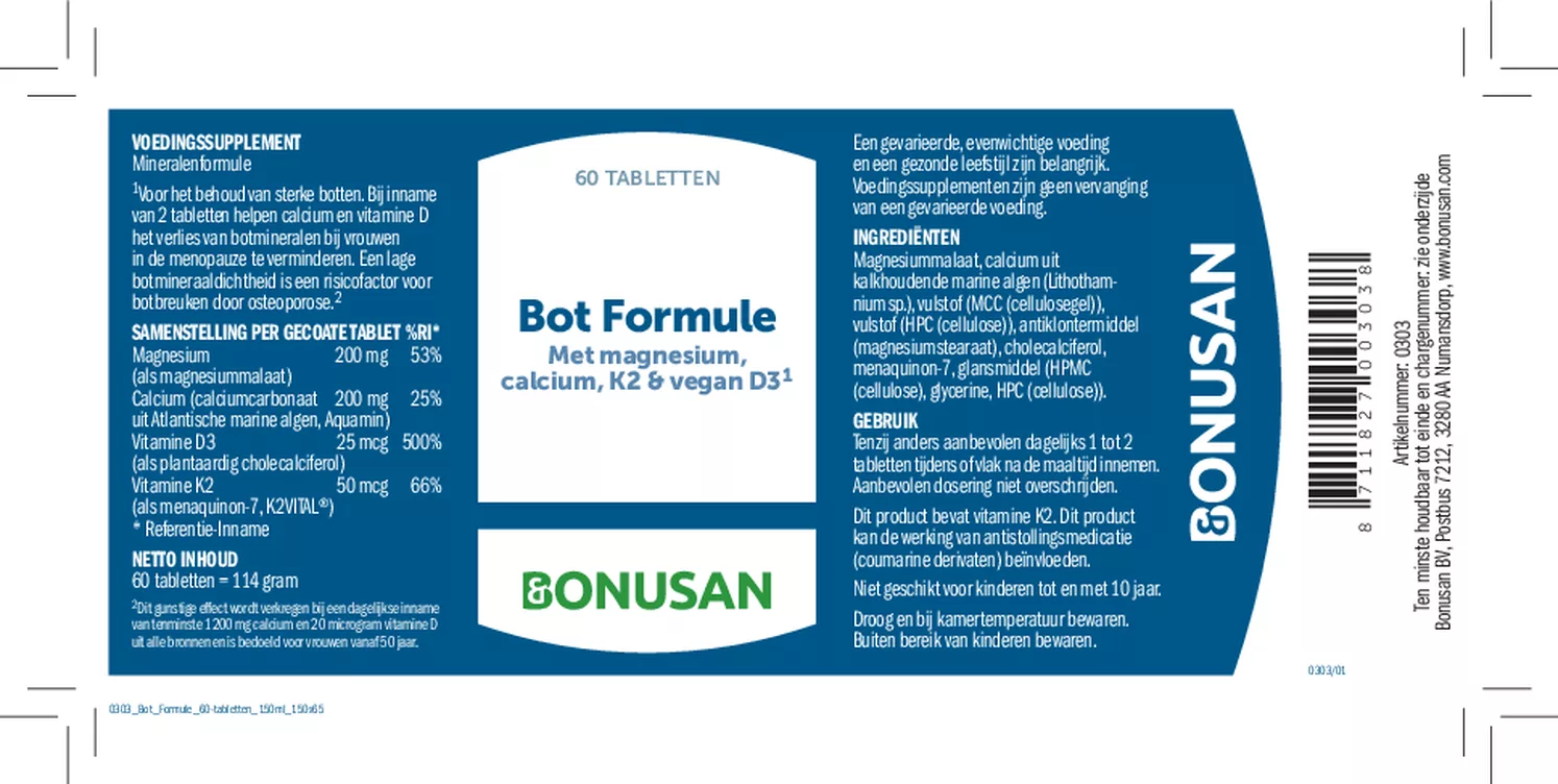 Bot Formule Tabletten afbeelding van document #1, etiket