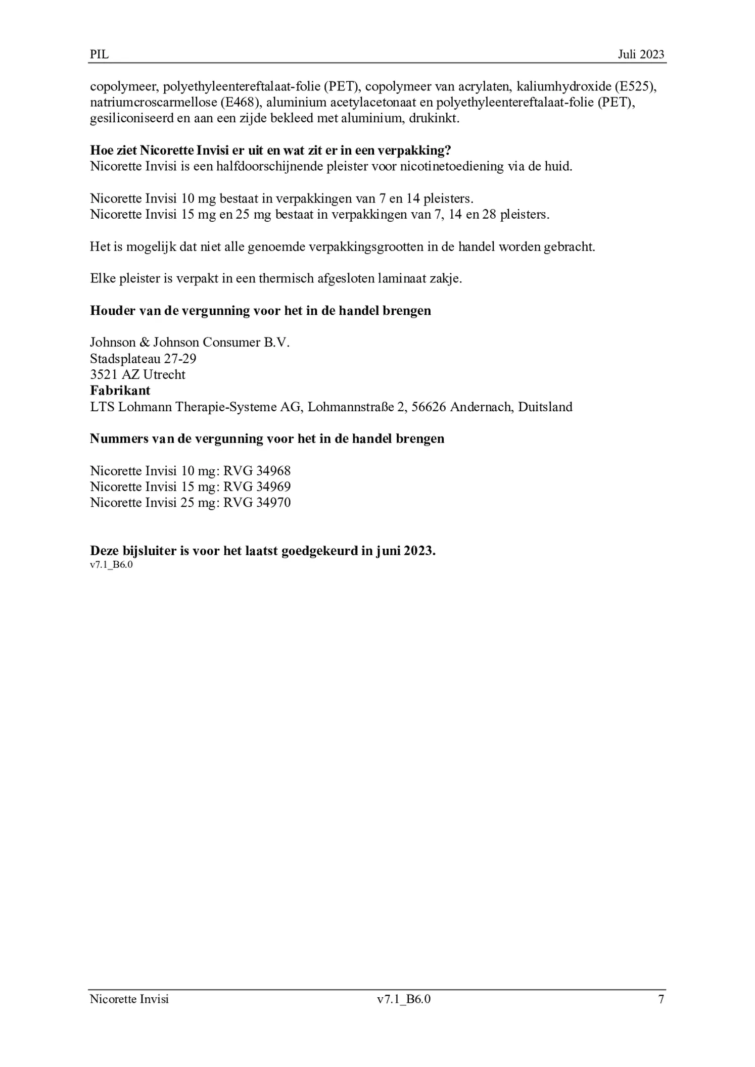 Invisi 25 mg Nicotine Pleister afbeelding van document #7, bijsluiter