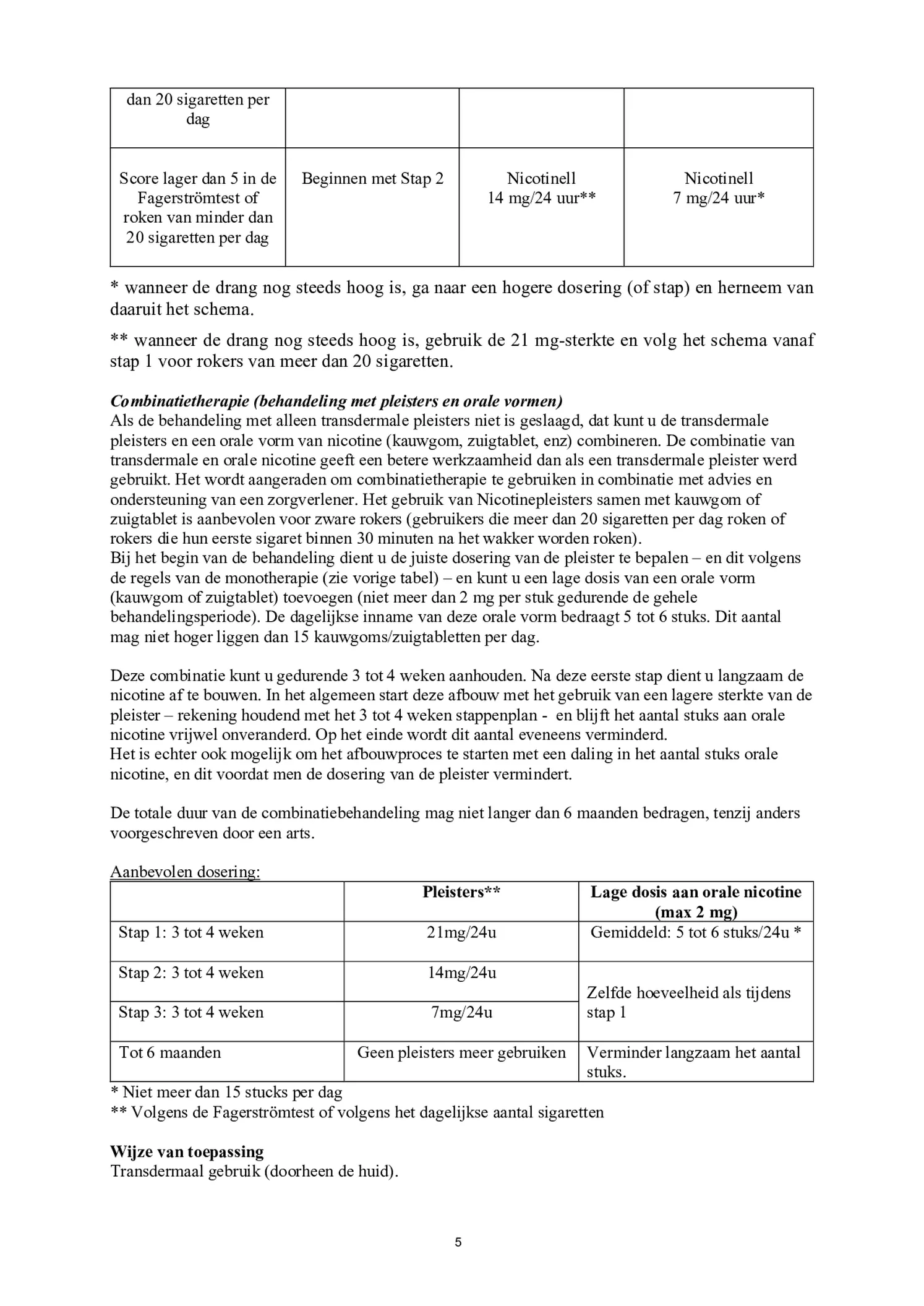 Pleisters Combi voor matige/ lichte roker - 14 mg + 7 mg - afbeelding van document #14, bijsluiter