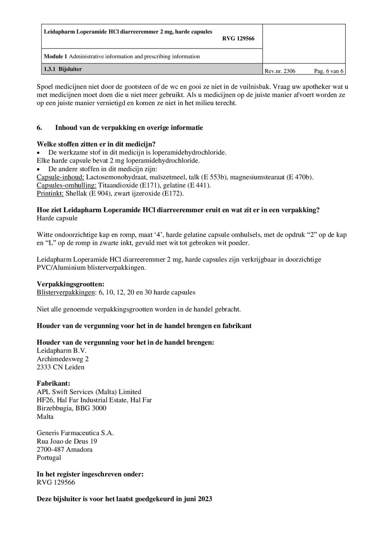 Diarreeremmers 2mg Loperamide afbeelding van document #6, bijsluiter